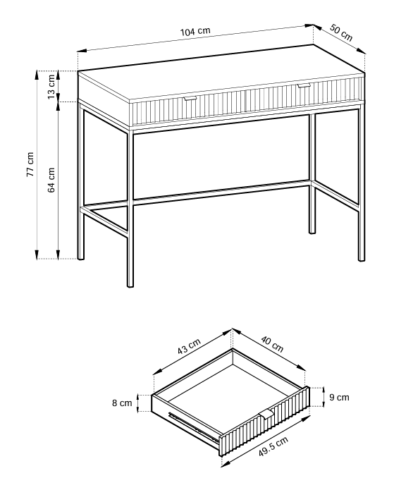 Toaletka kosmetyczna z szufladami VERO 104 cm