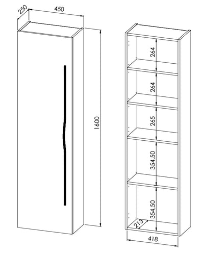 Słupek łazienkowy wiszący PILAR 45 cm biały połysk