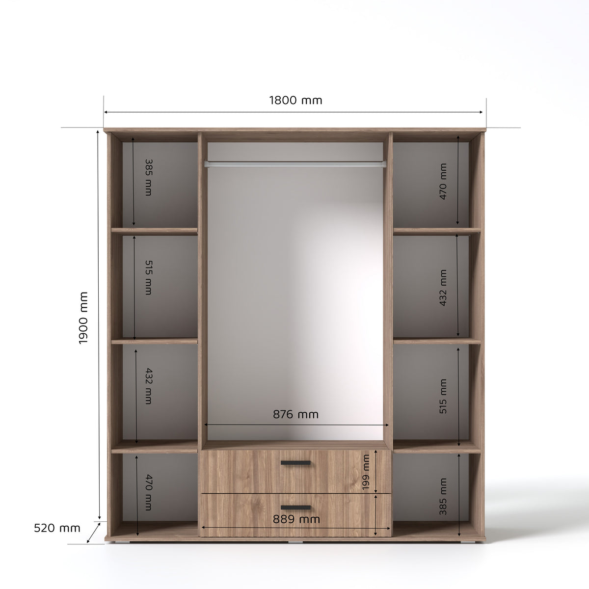Szafa uchylna z lustrem LUNA 180 cm