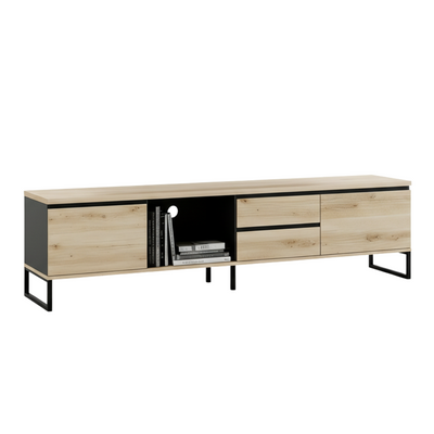 Szafka RTV z szufladami JOVAN 189 cm dąb artisan antracyt