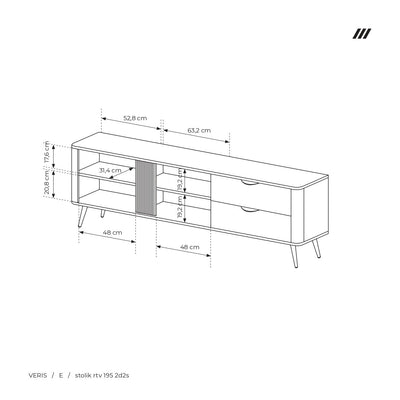 Szafka RTV PUERTO 195 cm Dąb Dunin