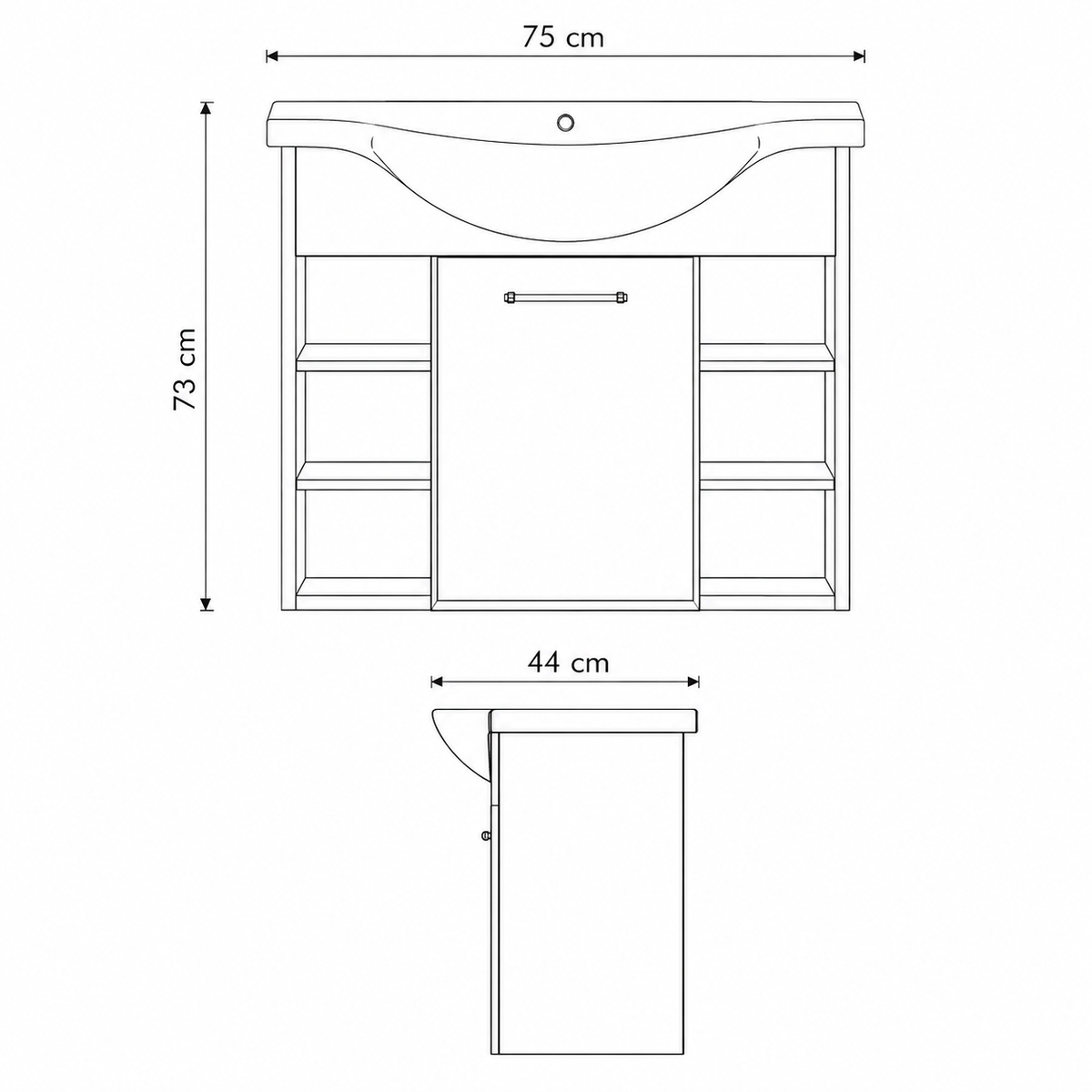 Szafka łazienkowa ALVA 75 cm z umywalką wisząca