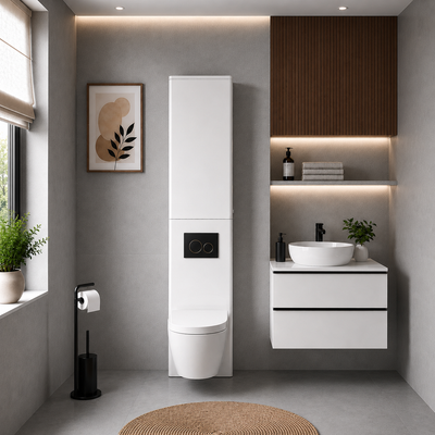 Osłona stelaża do WC z szafką górną NOX Biały połysk