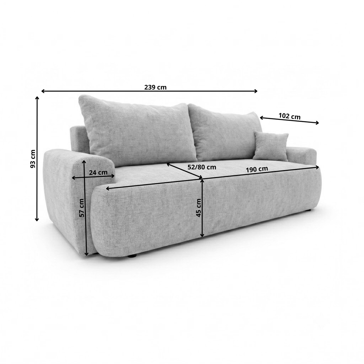 Sofa tapicerowana z funkcją spania BELLA