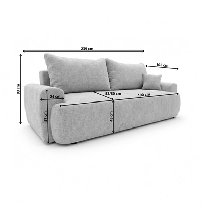 Sofa tapicerowana z funkcją spania BELLA