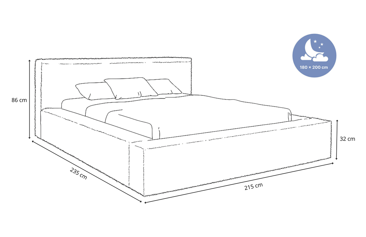 Łóżko tapicerowane TILIA z pojemnikiem na pościel