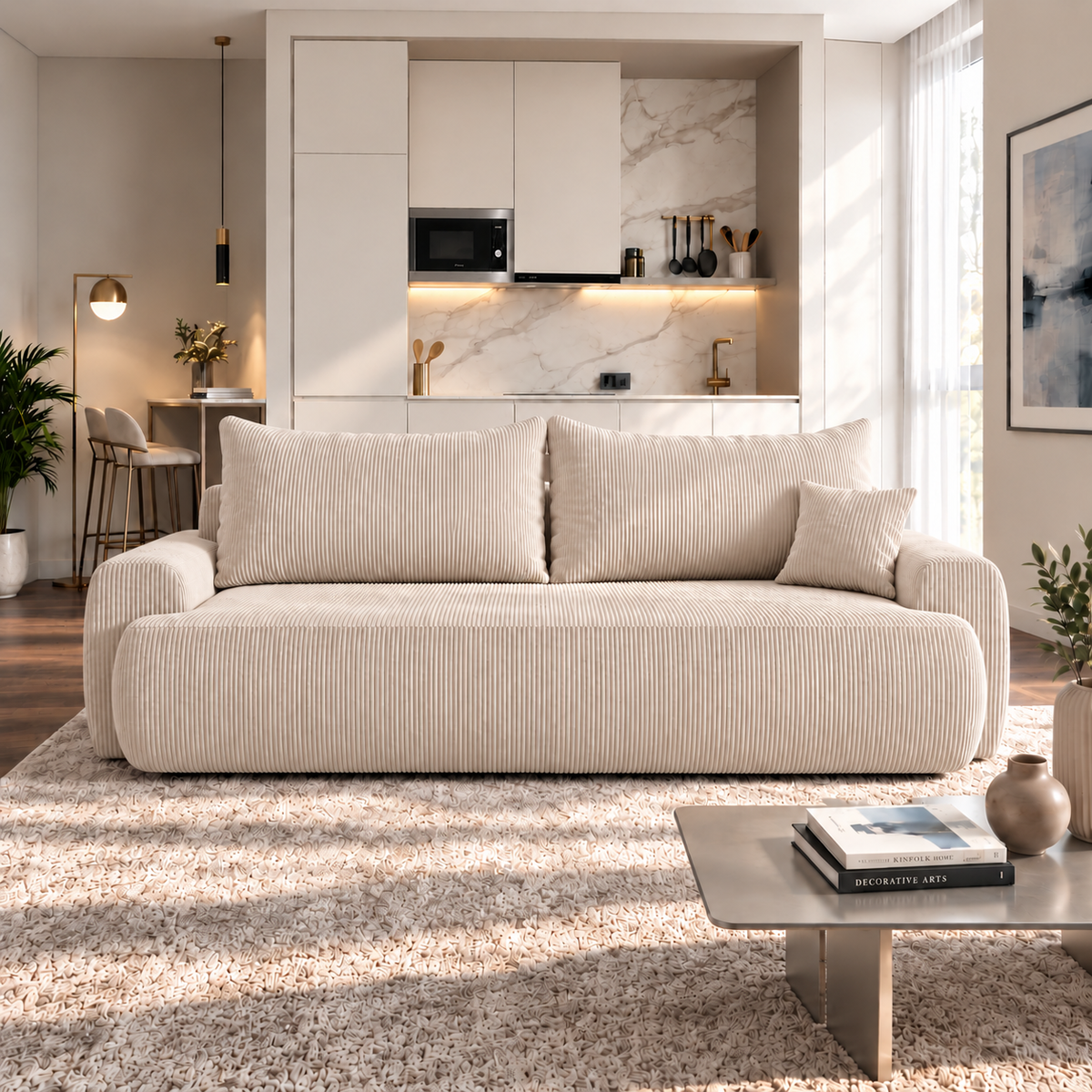 Sofa tapicerowana z funkcją spania BELLA