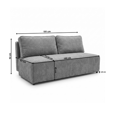 Sofa tapicerowana z funkcją spania TESSA
